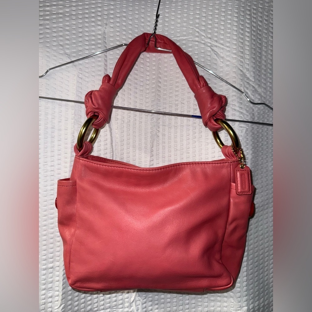 Coach Parker Resort Mini Pouch In Pink Smooth Leather